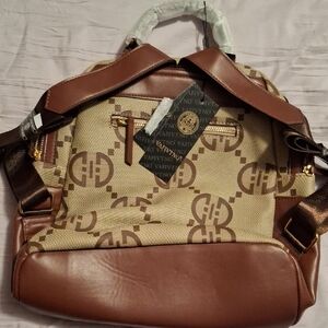 Brown Logo-Print Men's Backpack - Unbranded